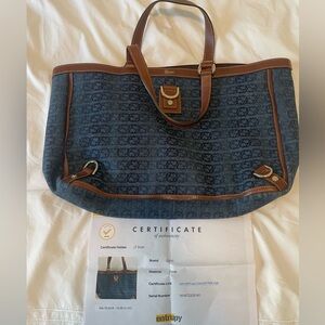 Gucci GG Logo Denim Shoulder Tote Bag